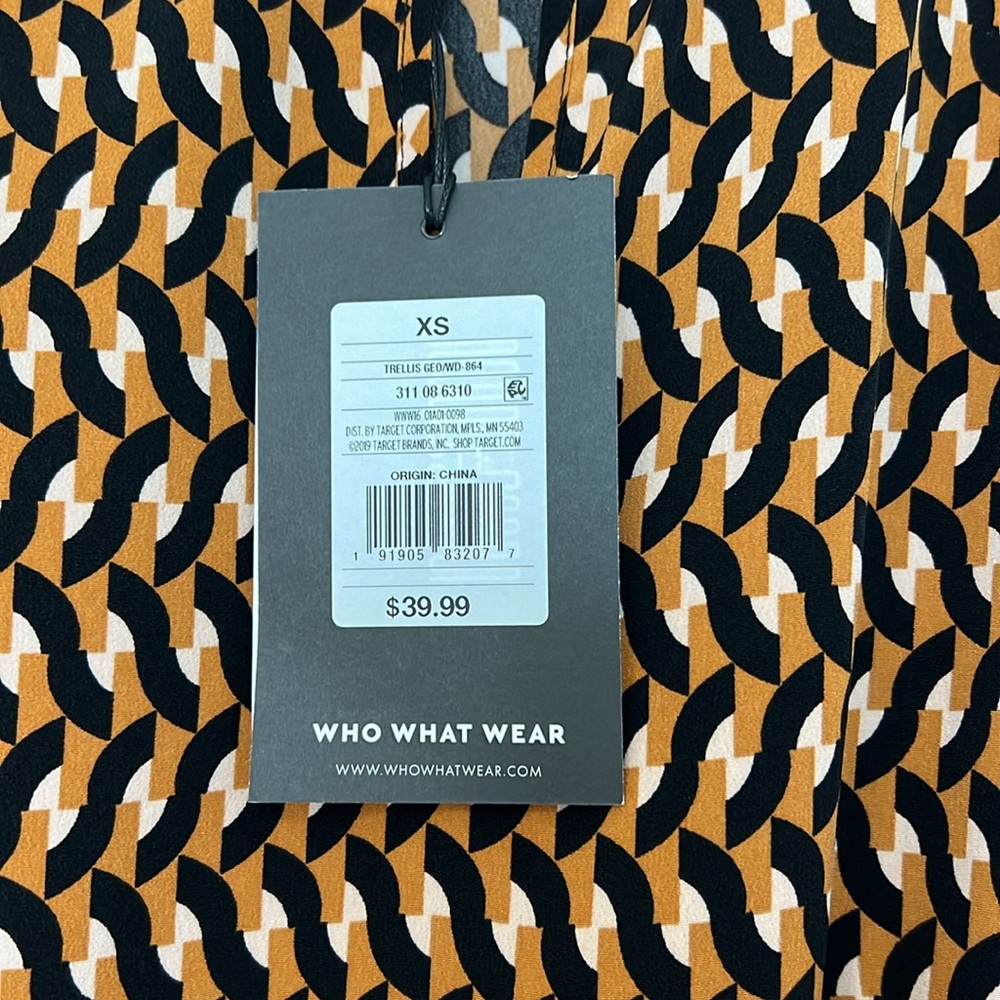 NWT Who What Wear Geometric Print Puff Sleeve Dress - Picture 10 of 16